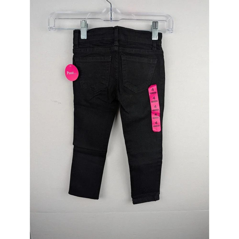 The Childrens Place Girls Super Skinny Jeans Black Denim Size 4 NWT